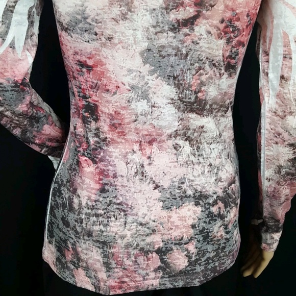 Maurices Sz M Blouse Burnout Tee Pink Long Sleeve - Picture 7 of 8